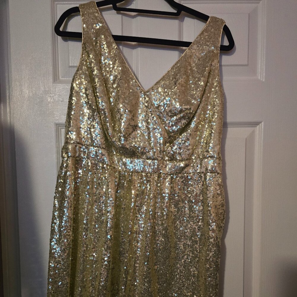Gold sequin knee length dress